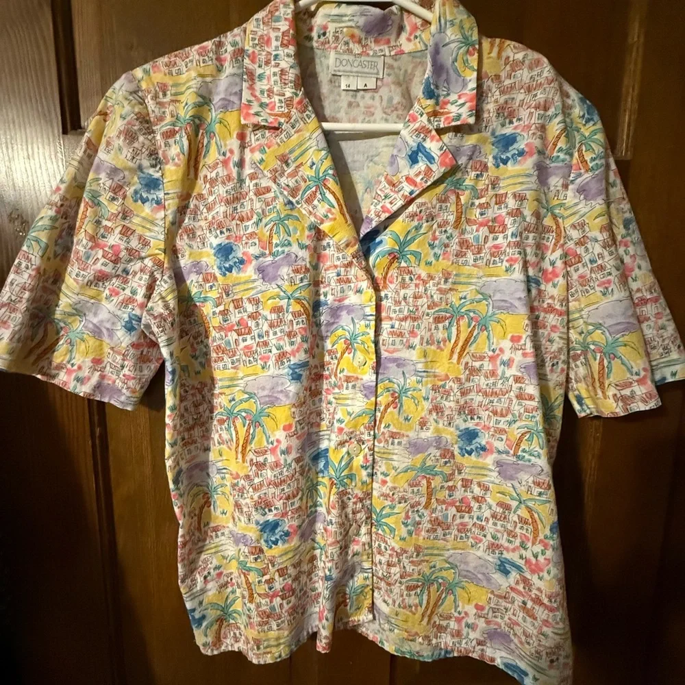 Vintage tropical print set skirt top size 14 Doncaster - Picture 3 of 6